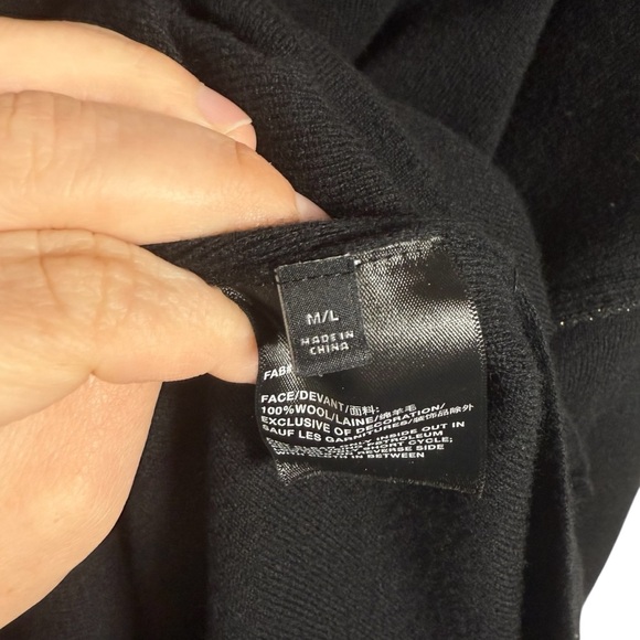 Lafayette 148 Women’s Wool Hooded Embellished Trim Tunic Black Size M/L - Picture 8 of 9